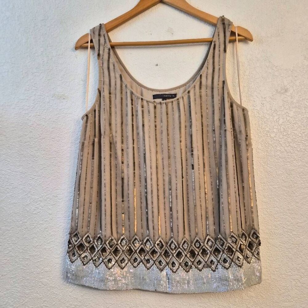 Matty M Sequin Elegant Tank Top: Vintage Inspired,  Sexy Feminine Flirty Summer